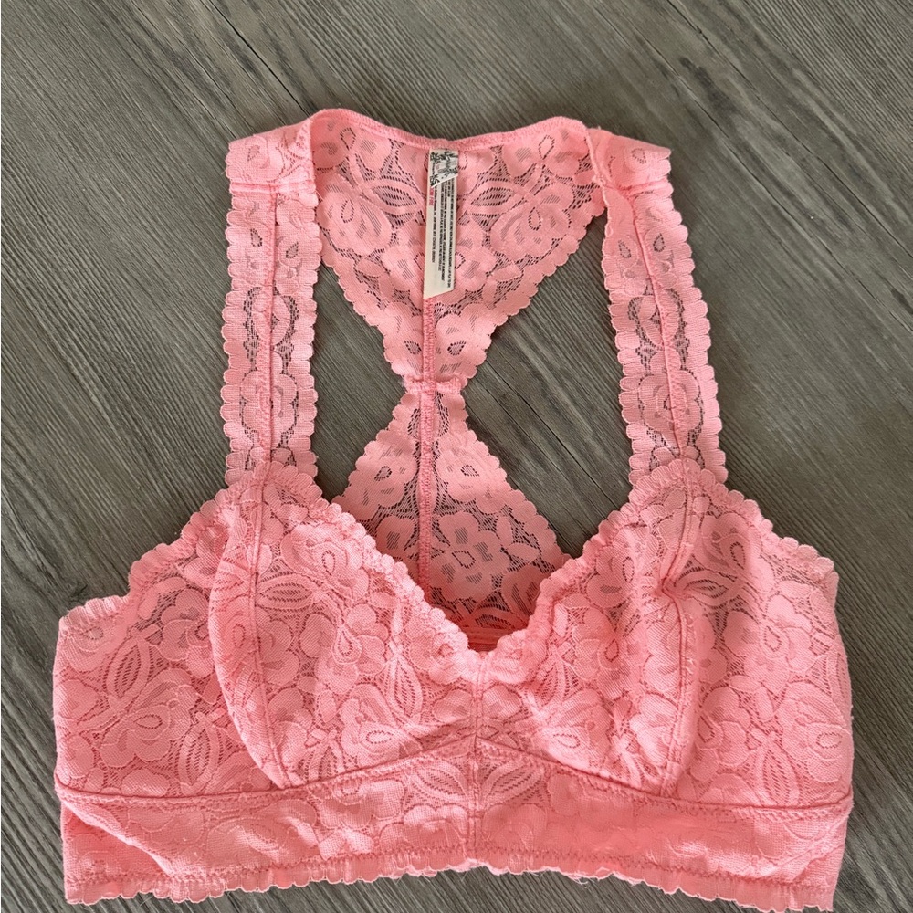 Free People Coral Lace Bralette